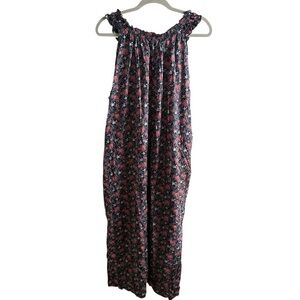 Chic Floral Maxi Dress - Pink and Black with  birds